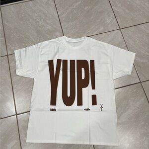 Travis Scott White and Brown Graphic T-Shirt yup